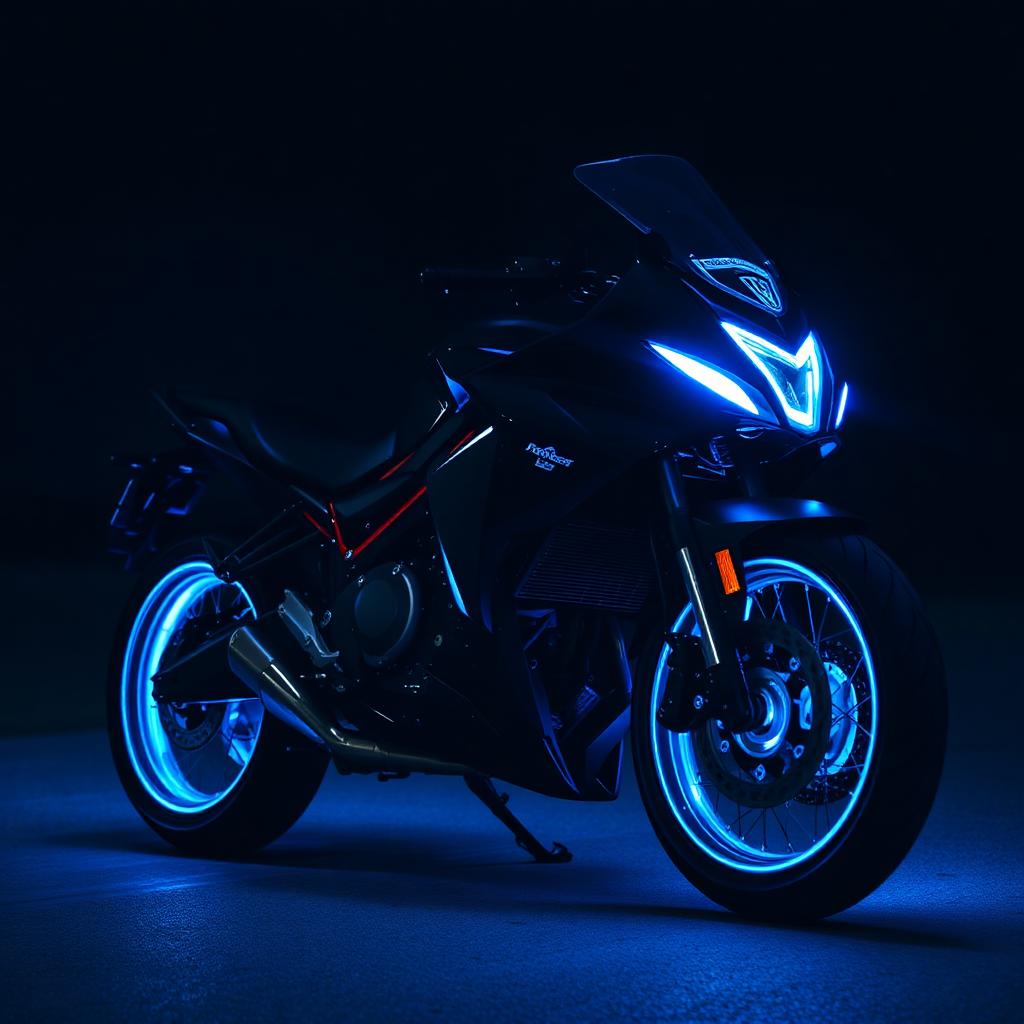 After: motorcycle with NeonMoto Glow X4